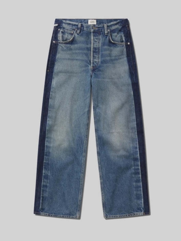 Citizen Of Humanity Black 'Ayla' Baggy Tuxedo Stripe Jeans Two Toned Sz 30